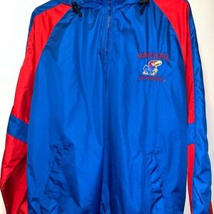 VINTAGE KANSAS JAYHAWKS RED OAK WINDBREAKER JACKET MENS SMALL